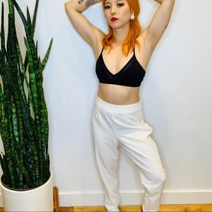 White tapered dress pants